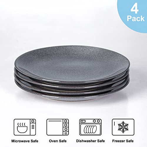Auanlay 10 Inch Ceramic Dinner Plates Set Of 4, Large Porcelain Dinner Plate Sets For Dessert Salad Pasta, Stoneware Dishes For Kitchen, Microwave And Dishwasher Safe (Grey-4Pcs, 10 Inch) #TOP2