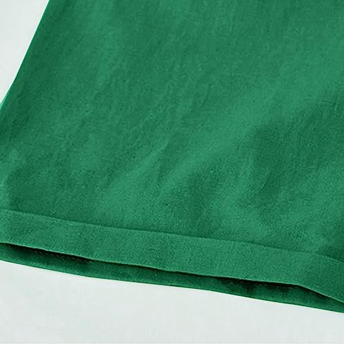 Pantalones cortos de lino para mujer, hasta la rodilla, pantalones cortos, cómodos, sueltos, ligeros, transpirables, deportivos, diarios, exteriores, cortos, con cordón, versátiles, verde, XL - imagen 2