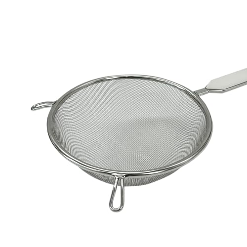 Fackelmann Stainless Steel Sieve, Medium, White Handle Inlay, 16cm Diameter, Silver & White - Image 4