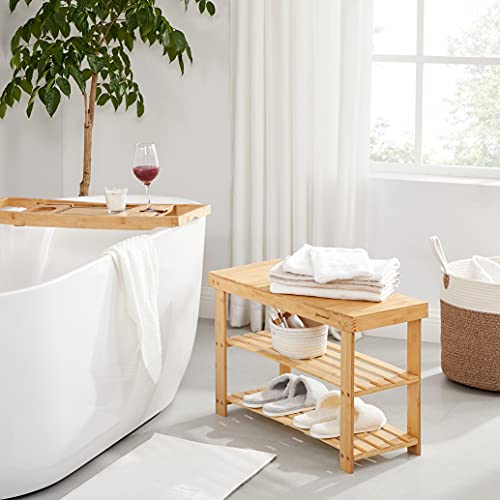 SONGMICS Panca Scarpiera a 3 Livelli, Scaffale per Scarpe, Mobile Portaoggetti, 70 x 28 x 45 cm, ideale per Ingresso, Bagno, Soggiorno e Corridoio LBS04N - Immagine 4