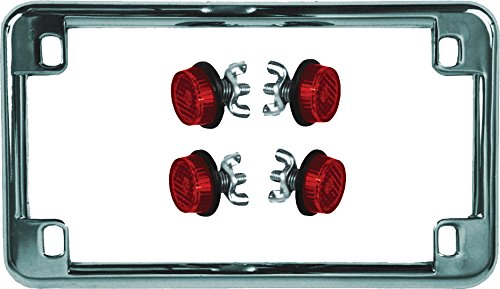 Chris Products License Plate Frame Black With Red Reflectors #TOP17