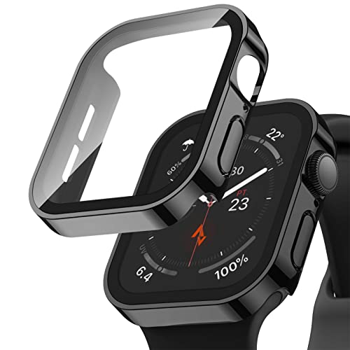 Recoppa 2 Pack Hard Case Compatible for Apple Watch 44mm Series 6/SE/5/4 with Tempered Glass Screen Protector