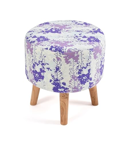 Image of NACIA Space-Saving Ottoman Pouffe Stool - Multi-Purpose Design for Seating & Footrest - Elegant Upholstery & Durable Frame - Ideal for Living Room, Bedroom, or Office, 18 inch White Leaf