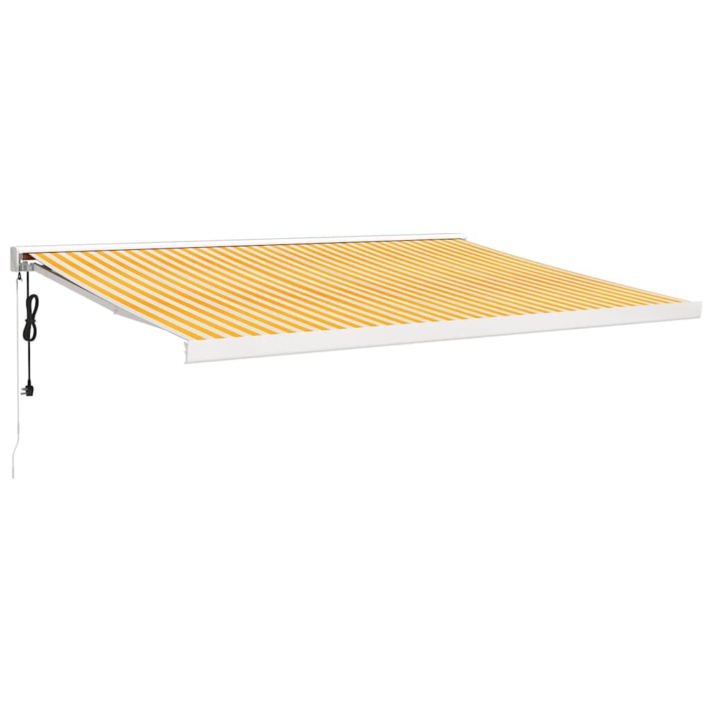 markise 4x3m mit motor Tmriohed Einziehbar 4x3 m und Fernbedienung, Gelenkarmmarkise aus Aluminium und Polyester, Schattenspender für Terrasse oder Balkon, Gelb und Weiß Garden Camping tres estrellas Costa Category-Luggage Accessory size:L