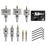 16-60 mm Hole Saw Kit Large Metal Drill Bits Titanium Carbide Tipped with 2 Extra Pilot Bit Drilling...