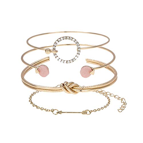 Alloet Conjunto de 4 pulseiras, redondas de cristal, corrente com flecha, presente para mulheres 60.