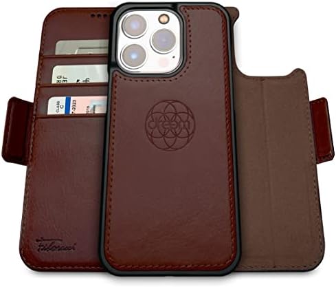 dreem Fibonacci 2-in-1 Wallet-Case for Apple iPhone 14 Pro Max - Luxury Vegan Leather, Magnetic Detachable Shockproof Phone Case, RFID Card Protection, Magsafe Compatible - Black