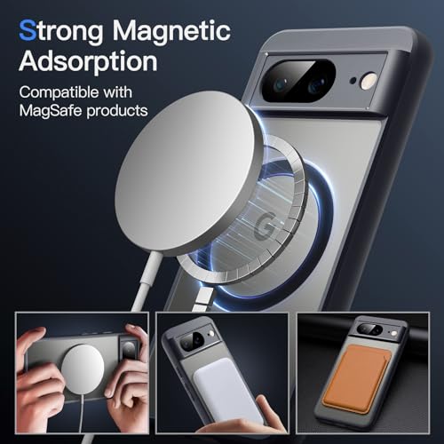 Image of JETech Magnetic Cover Case for Google Pixel 8 6.2-Inch 2023, Compatible with MagSafe, Translucent Matte Back Shockproof Phone Cover (Hazel)