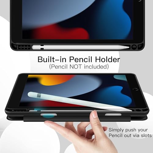 Image of TGK Smart Flexible with Pencil Holder Trifold Back Flip Stand Case Cover for iPad 9th Gen 10.2 inch Black