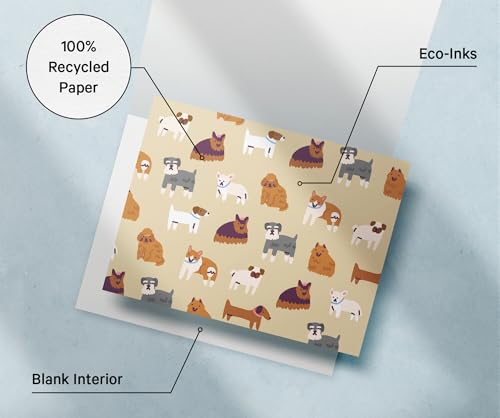 Image of Twigs Paper Note Cards - 12 Assorted Dog Pattern Designs with Envelopes - Made in the USA - Eco-Friendly Blank Note Cards for Everyday Correspondence - 5.5 x 4.25 Inches