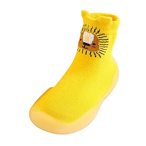 Calcetines de suelo para niños zapatos para aprender a caminar, lindo patrón de dibujos animados calcetines de cuero suave para gatear calcetines cálidos otoño e invierno cómodos zapatos de bebé