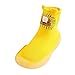 Baby Kinder Jungen und Mädchen Kuschelsocken Mit Rutschfesten Noppen, Stoppersocken Hausschuhe Mit Tiermotiv, Anti Rutsch Socken Schuhe Hausschuhe Stiefel mit rutschfest Gummisohl (Gelb, 9-12 Months)
