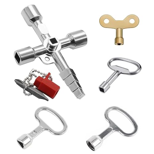 EUYKQNOI 5 Piezas Llave de Utilidad Equipo, Llave Purgar Radiadores, Llave Radiador Calefaccion, Llave De Radiador, Llaves Trampa Cuadrada de Metal, para Ventilación