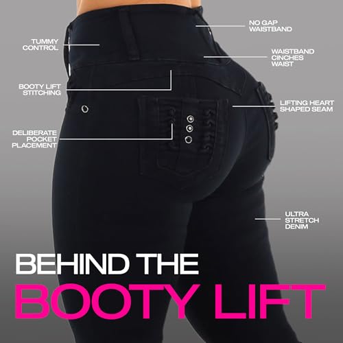 Image of Moda Xpress Women's Butt Lifting High Waisted Bootcut Jeans - Stretchy, Comfortable Flare Jeans in Junior Size Vintage Style