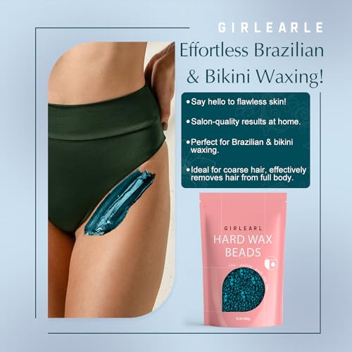 Image of GIRLEARLE Hard Wax, Jasmine Infused Wax Beans for Sensitive Skin, 1lb, Wax for Hair Removal, Bikini, Legs, Eyebrow, Facial, Full Body Waxing for Women and Men