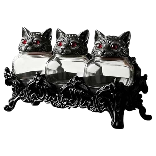 Juego de 3 botes góticos ideales para regalar a amantes de los gatos y la cocina 2