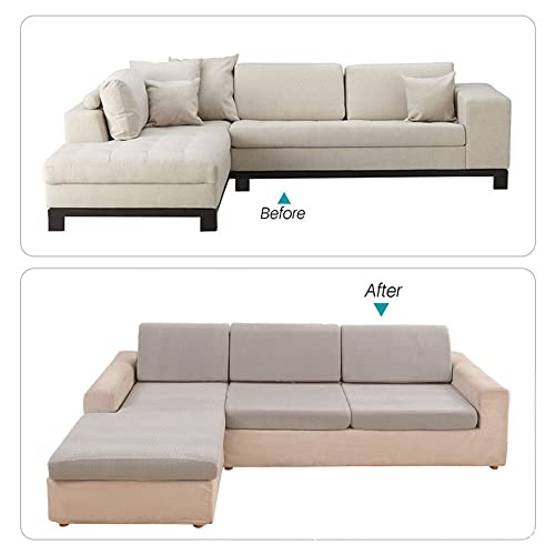 Qiden Stretch Couch Cushion Covers, Universal Sofa Cushion Protector Covers L Shape Sectional Couch Covers, Separate Cushion Couch Chaise Cover-Camel-Back Cover #TOP2