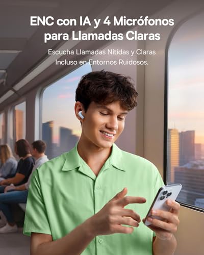 Baseus EP10 NC - Auriculares in-ear con cancelación de ruido, Bluetooth con -43 dB ANC, cancelación de ruido adaptativa, auriculares con 4 micrófonos KI llamada clara, IP55, 41H tiempo de reproducción - imagen 4