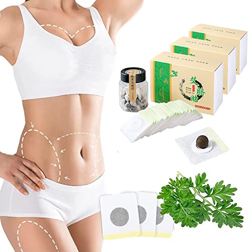 90 Stück Mugwort Navel Sticker,Natural Herbal Belly Sticker,Detox Pflaster,Beifuß Nabel Aufkleber, für Bierbauch, Bauchfett Taille, Eimer Taille