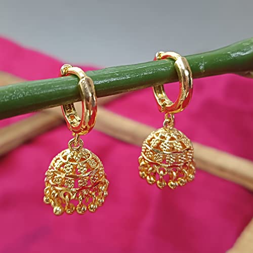 Efulgenz Gold Tone Indian Hoop Jhumka Earrings for Women Traditional Wedding Bridal Bollywood Jewelry Jhumka Jhumki Dangle Earrings Set Indian Jhumkas for Women2