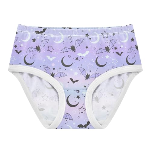 Little Girl Underwear Toddler Panties Kids Undies Purple Bat Moon Soft Cotton Briefs 2T-8Y