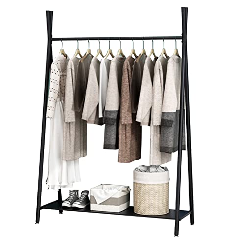 XIAOXIAO Perchero Moda Ennegrecer Perchero para Ropa con 1 Baldas Multifunción Metálico Perchero Ropa Al por Menor Estante De Exhibición Interior Riel para Ropa (Tamaño : 150x45x165cm) Cover
