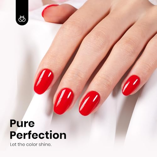 Image of Beetles Red Gel Nail Polish - Gel Polish HEMA-Free Classic Red Color Soak Off Uv LED Nail Lamp 15ML Full Size DIY Home Manicure Salon for Women Crimsom Harmony