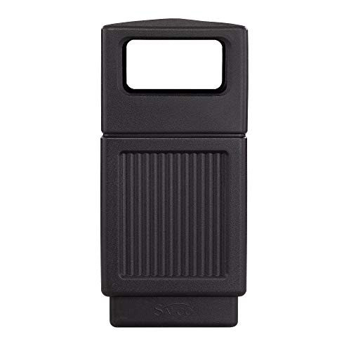 Safco Canmeleon Heavy Duty Outdoor Waste, Garbage, Trash Can, 38-Gallon Capacity, Recessed Panel, Use In Backyard, Deck, Patio, Office. Durable Polyethylene, Fluted Panels, Covered Top,Black #TOP1