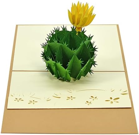 Feilbiet Birthday Pop Up Card with Cactus Design Greeting Card Handcrafted 3D Pop-Up Card Handmade 3D Popup Birthday Cards for Mother, Father, Boy, Girl on Any Occasion - 5.9 x 5.9 inches (Cactus 2)