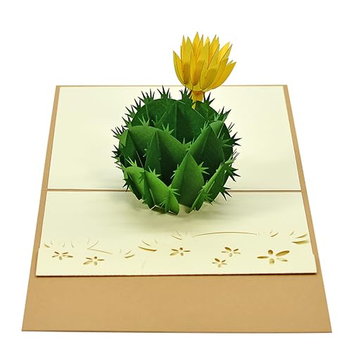 Feilbiet Birthday Pop Up Card With Cactus Design Greeting Card Handcrafted 3D Pop-Up Card Handmade 3D Popup Birthday Cards For Mother, Father, Boy, Girl On Any Occasion - 5.9 X 5.9 Inches (Cactus 2) #TOP11