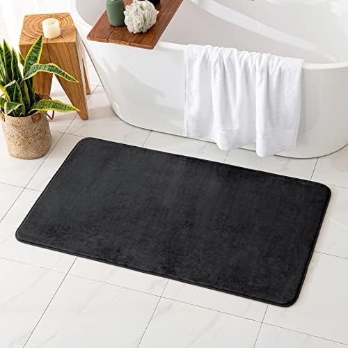 MIULEE Bath Mats Non Slip Memory Foam Bathroom Mat Bath Rug Shower Mat Coral Fleece Softness Highly Absorbent Washable Bathroom Rug Bath Mats for Bathroom Kitchen Entrance 50x80 cm Light Gray