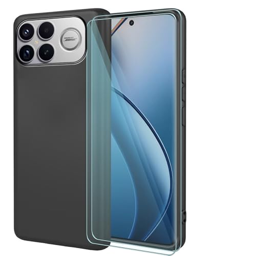 FortiCase Handyhülle für Xiaomi Poco F8 Ultra mit 2 Stück Displayschutzfolie,Black Silikon Case Cover Stoßfest Weicher Schutzhülle,für Xiaomi Poco F8 Ultra Anti-Kratz Schutzfolie - 2G