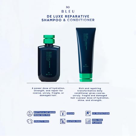 Miniatura 2 de R+Co Bleu De Luxe - Juego de champú reparador (8.5 onzas) y acondicionador (6.8 onzas) + tamaños de viaje  Hidrata + fortalece + añade brillo