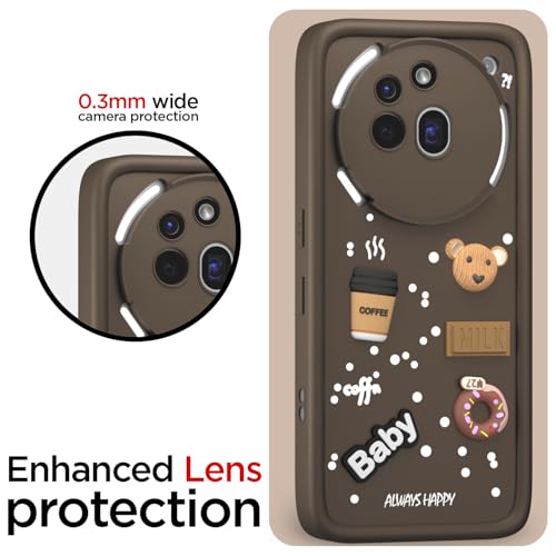 Image of Pikkme Back Cover for Nothing Phone 3a Pro 5G | Cute Fun Cartoon 3D Bear Silicone Full Body Protection Bumper Case (Brown)
