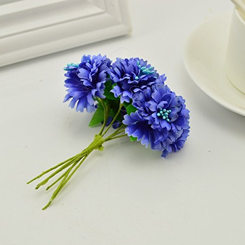 Buy Royal blue 18pcs 4cm Silk Plant Floral Carnations cheap