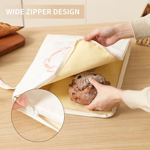 Sourdough bread Bags for Homemade Bread-2 Pack XL Reusable Beeswax Bread Bags for Homemade Bread Freezer & Refrigerator 17"×13" Natural Beeswax-Lined Cotton Food Storage Bags to Keep Fresh yellow — view 6