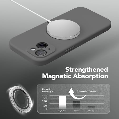 Image of Magnetic for iPhone 14 Case, Compatible with MagSafe, [Full Camera Protection] [Screen Protector] Silicone Shockproof Protective Phone Case for iPhone 14 6.1 inch, Dark Gray