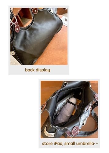 JHTPSLR Rivet Belt Punk Y2k Leather Shoulder Purse for Women Guitar Star Dark Grunge Goth Bag 2000s Streetwear3