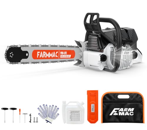 FARMMAC F660VW 28Inch Professional Gas Chainsaw, 92CC Chainsaw with Alloy Bar & Chain, 6.4HP Heavy-Duty Engine, Compatible with MS660 & G660 Professional Chain Saw for Large-Scale Felling, Cutting
