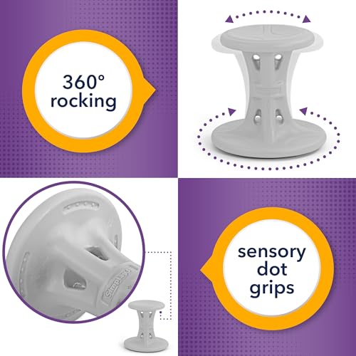 Image of Simplay3 Play Around Wiggle /Wobble Kids Flexible Active Sitting Chair /Stools (2-Pack) to Improve Focus, Posture, Strengthen Core - Ages (5-8) 14 inch Cloud Gray - Made in The USA