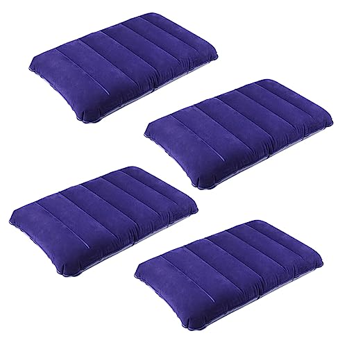 WHAMVOX 4pcs Inflatable Camping Pillow PVC Flocking Neck Pillow for Travel Portable Inflation Cushion for Outdoor Camping