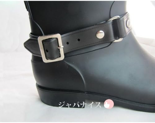 Amazon レインブーツ バック ファスナー 付 レディース ロングブーツ L ブラック レインシューズ