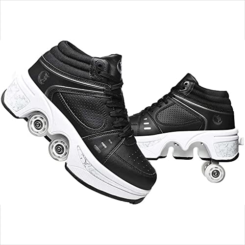 Roller Skates for Women Men Outdoor, 2 in1 Parkour Shoes with Wheels...