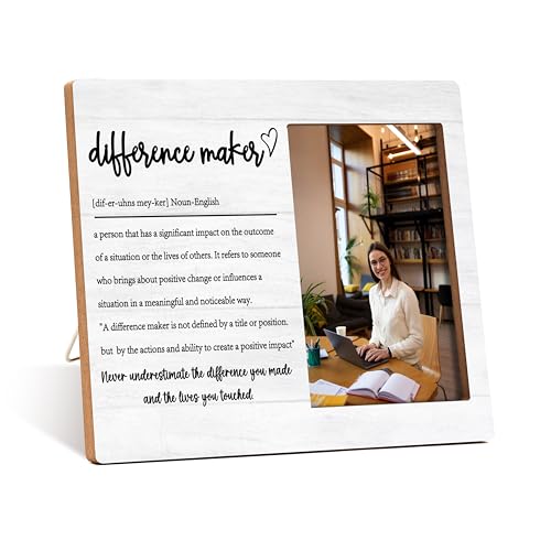 Zcsni Difference Maker Gift Photo Frame, Difference Maker Picture Frame Decor, Motivational Desk Shelf Tabletop Photo Frame Decor, Thank You Appreciation Gifts For Boss Leader Coworker Teacher-A07
