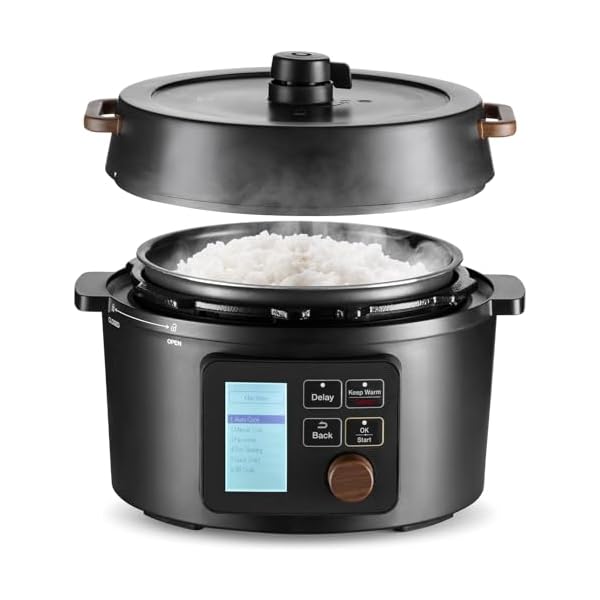 IRIS USA Pressure Rice Cooker Japanese 3 Qt. and 8-in-1 Electric Pressure Cooker, Slow Cooker, Rice Cooker, Steamer, Sear & Sauté, for 2-3 People with Over 110 Pre-Programmed Recipes, Black