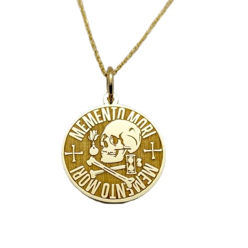Amuleto estoico Memento Mori en plata de ley con calavera grabada para regalo místico