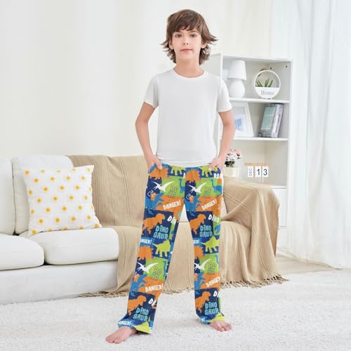 Bright Dinosaurs Silhouette Boys Pants for Kids Jogger Pants with Pockets S-XL 6