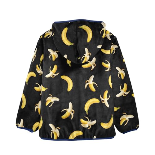 CHIFIGNO Yellow Bananas Black Toddler Boy Comfy Thick Fleece Outerwear Jackets with Polar Fleece Lining 3T2