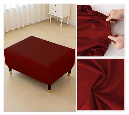 HJYXXSR Funda otomana Rectangular de Piel sintética Impermeable, elástica, Color Liso, Estilo Moderno, con Base elástica (Color: 09, Talla Mediana)