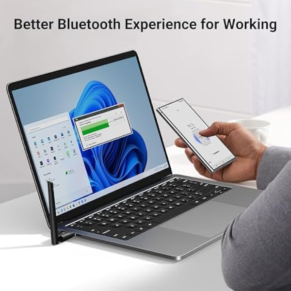 UGREEN Bluetooth адаптер 5.4 с антенной для ПК, стик с большим радиусом действия для мыши, клавиатуры, гарнитуры, планшета, контроллера, USB-донгл для Windows 11/10/8.1